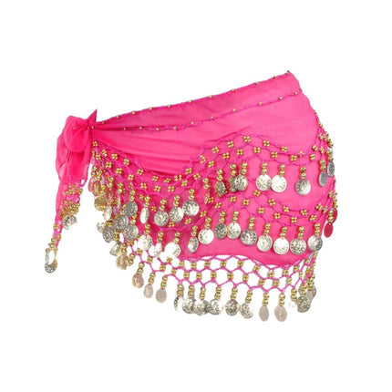 1X 3Rows Belly Dance Dancing Hip Scarf Belt Chain Skirt Golden Tone 98 Coin Bead - Aimall
