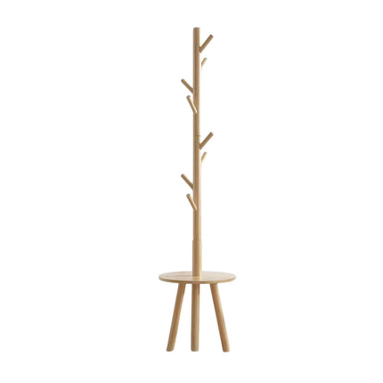 Floor-Standing Wooden Coat Rack with 8 Hooks Durable for Bedroom Entryway Use