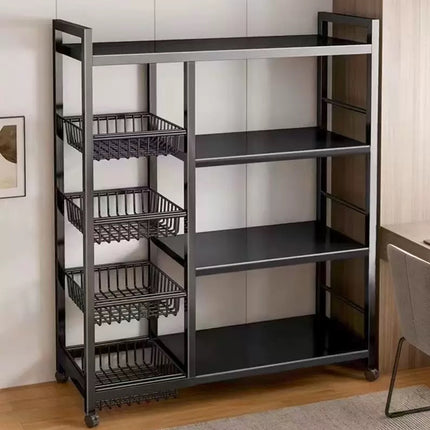 4 Tier Moveable Kitchen Storage Rack with Wheels Stable Structure Space Saving