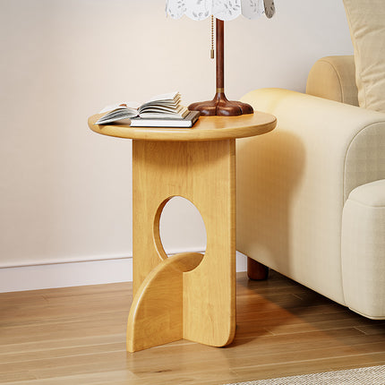 Wooden Round Side Table Sofa Corner Table Simple Family Living Room End Table