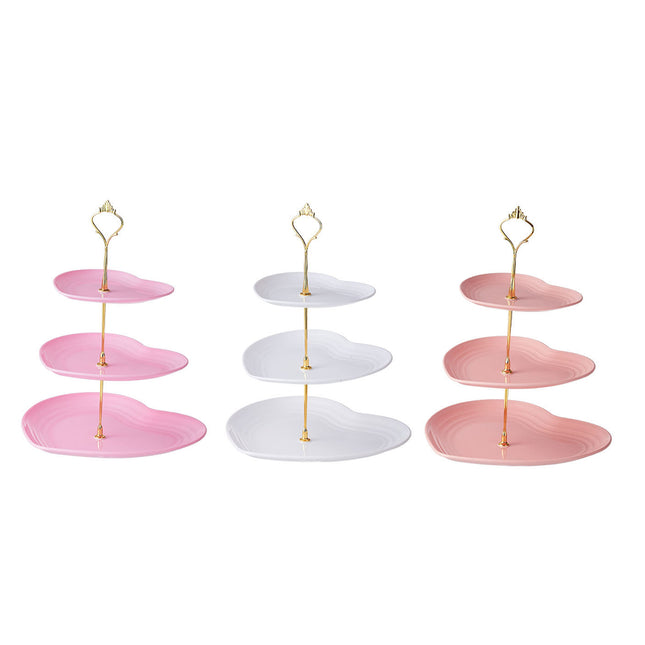 3PCS 3-Tier Dessert Fruit Display Stand Bakery Cafe Home Use