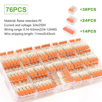 76pcs Terminal Blocks Home Decoration Wire Connectors Branch Terminal Blocks