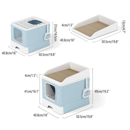 Cat Litter Box Large Capacity Drawer Type Design Enclosed Toilet for Indoor Pet