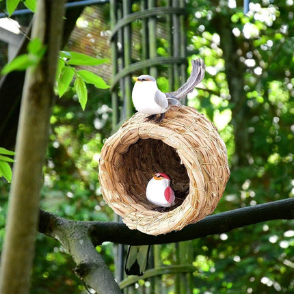 6pcs Handwoven Straw Bird Nest Pigeon Parrot Breeding House Hut for Cage