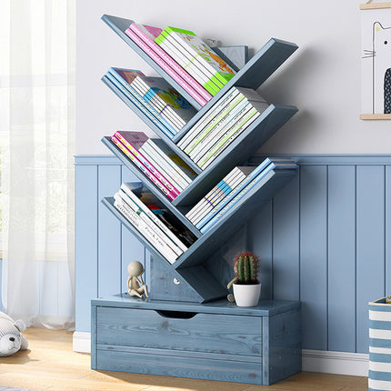 Bookshelf Display Shelf Book Storage Rack Wood Bookcase Drawer Durable Aesthetic