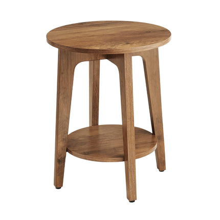 Wood Double-Layer Small Round Table Sturdy Stable for Home Living Room Decor
