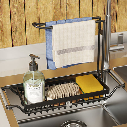 Kitchen Stainless Steel Cloth Rack Sink Retractable Storage Rack Space Saving