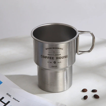 6PCS Stainless Coffee Steel Camping Cups with Foldable Handle 480ml Food-Grade