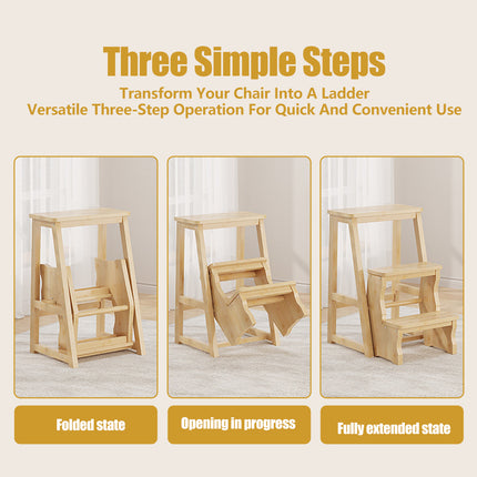 Folding Library Ladder Chair 3 Step Stool Durable for Home Kitchen Daily Use
