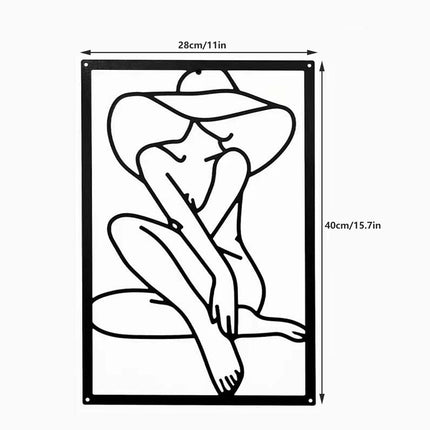 Women Line Art Iron Wall Hanging Decor for Home Aesthetic Easy Installation