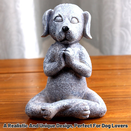 Meditation Dog Ornament Resin Peaceful Pose for Home Office Zen Spiritual Decor