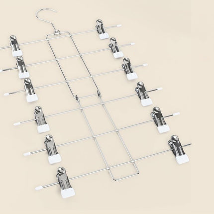 2PCS 6-Tier Pants Hanger Closet Organizer Skirt Hangers with Clips Space Saving