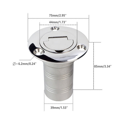 Stainless Steel Fuel Water Deck Filler Cap Flip Top Marine Yacht Boat Accessory