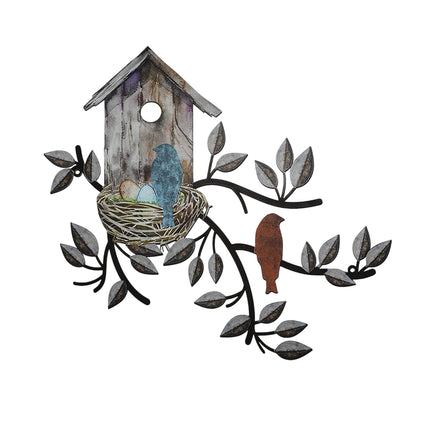 Metal Birdhouse Wall Decoration Iron Mural for Home Garden Outdoor Indoor Decor