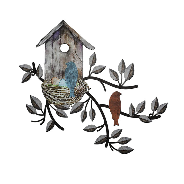 Metal Birdhouse Wall Decoration Iron Mural for Home Garden Outdoor Indoor Decor
