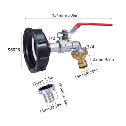 Water Tank Adapter Connector Hose Pipe Fitting Garden Tap Fuel Converter Use