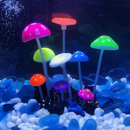 9pcs Simulation Mushroom Fish Tank Decor Fake Plants Aquarium Ornament Set
