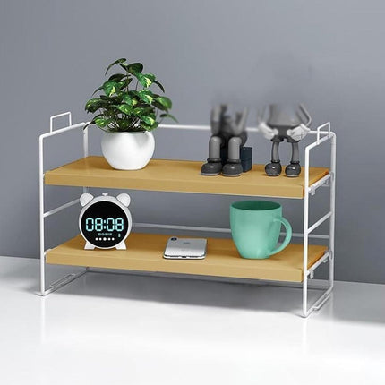 Double Layer Storage Shelf Desktop Organizer Cosmetics Stationery Rack for Desk