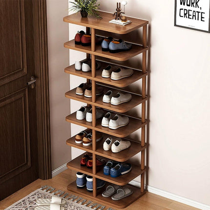 8 Tiers Shoe Rack Vertical Space Saving Narrow Shoe Organizer with Stable Base