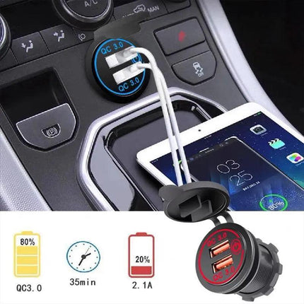 1× Car Dual USB 12V-24V Charger Quick Charge QC 3.0 Socket Power Outlet AU STOCK - Aimall