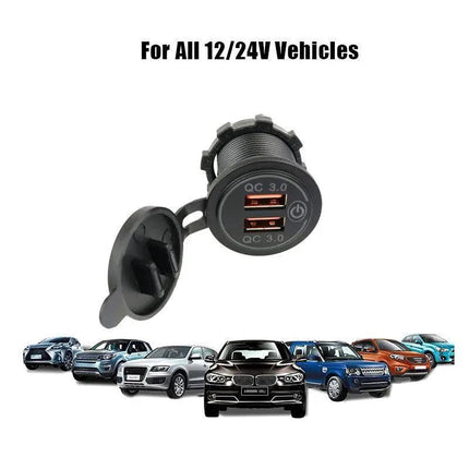 1× Car Dual USB 12V-24V Charger Quick Charge QC 3.0 Socket Power Outlet AU STOCK - Aimall