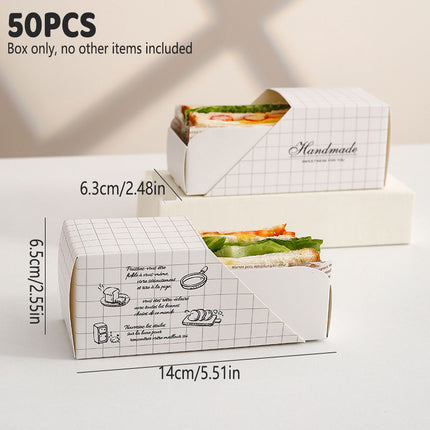 50pcs Sandwich Packing Box Paper Tray for Bread Hamburger Takeaway Food Storage