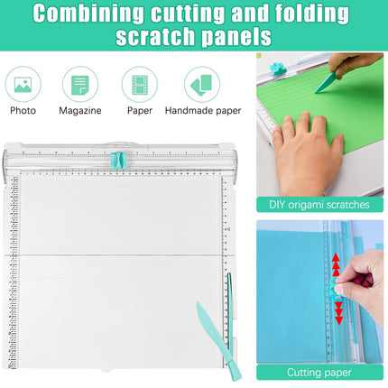 2-in-1 Foldable Paper Cutter Sharp Blade Precise Cutting for A4 Paper Photos