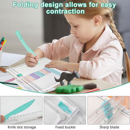 2-in-1 Foldable Paper Cutter Sharp Blade Precise Cutting for A4 Paper Photos