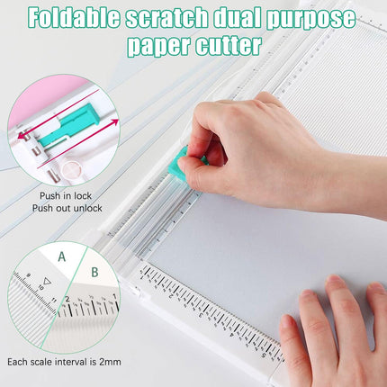 2-in-1 Foldable Paper Cutter Sharp Blade Precise Cutting for A4 Paper Photos