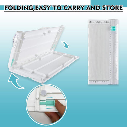 2-in-1 Foldable Paper Cutter Sharp Blade Precise Cutting for A4 Paper Photos