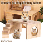 Wooden Rotating Ladder Toy Platform Chicken Hamster Climbing Stand Pet Accessory
