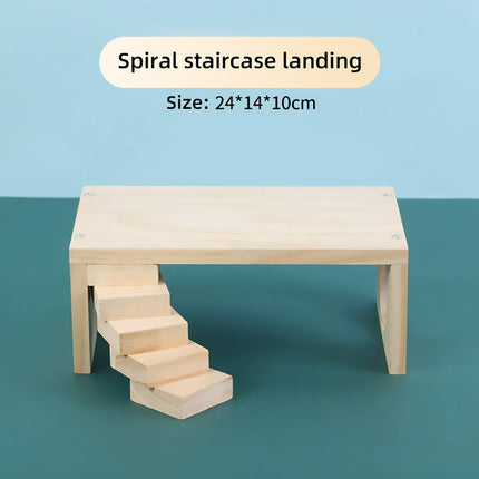 Wooden Rotating Ladder Toy Platform Chicken Hamster Climbing Stand Pet Accessory