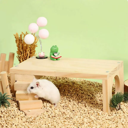 Wooden Rotating Ladder Toy Platform Chicken Hamster Climbing Stand Pet Accessory