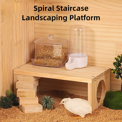Wooden Rotating Ladder Toy Platform Chicken Hamster Climbing Stand Pet Accessory