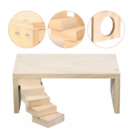 Wooden Rotating Ladder Toy Platform Chicken Hamster Climbing Stand Pet Accessory