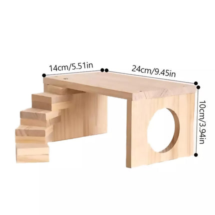 Wooden Rotating Ladder Toy Platform Chicken Hamster Climbing Stand Pet Accessory