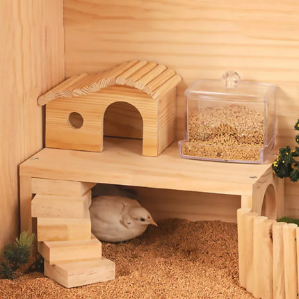 Wooden Rotating Ladder Toy Platform Chicken Hamster Climbing Stand Pet Accessory