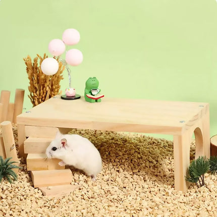 Wooden Rotating Ladder Toy Platform Chicken Hamster Climbing Stand Pet Accessory