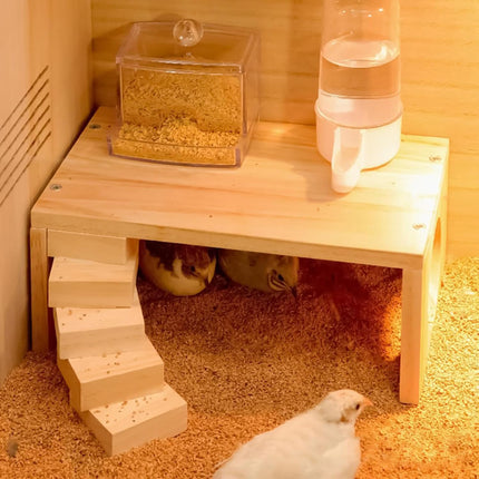 Wooden Rotating Ladder Toy Platform Chicken Hamster Climbing Stand Pet Accessory