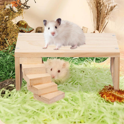 Wooden Rotating Ladder Toy Platform Chicken Hamster Climbing Stand Pet Accessory
