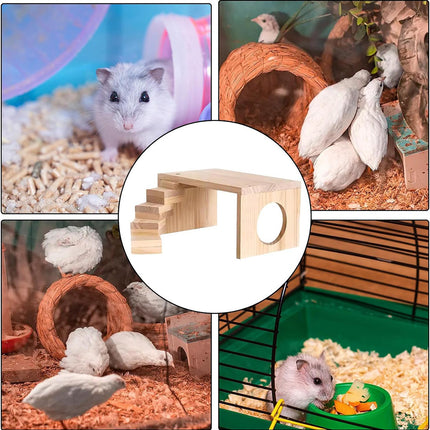 Wooden Rotating Ladder Toy Platform Chicken Hamster Climbing Stand Pet Accessory