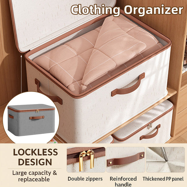 Clothing Storage Basket Large Capacity Foldable Organizer with Cover Household
