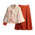Autumn Winter New Chinese Style Cheongsam Top Women girl Fashion Improved Skirt Dress Suit - Aimall