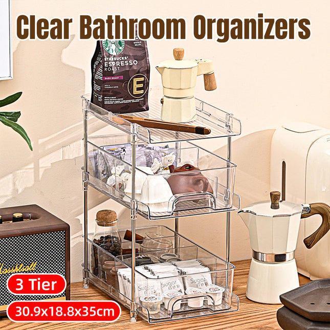 3 Layer Transparent Storage Rack Multi Functional Organizer Shelf Clear for Home