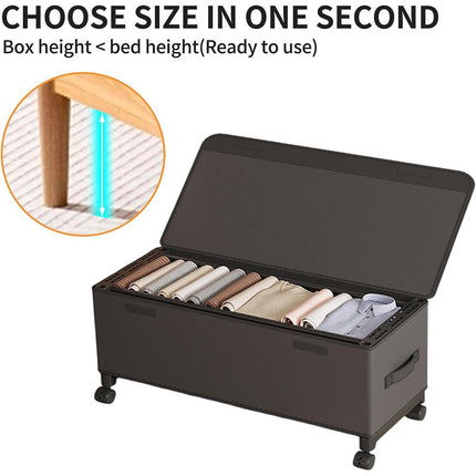 Under Bed Storage Box Household Wheeled Clothes Organizer Toy Container with Lid