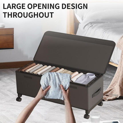 Under Bed Storage Box Household Wheeled Clothes Organizer Toy Container with Lid