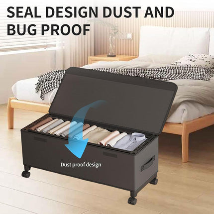 Under Bed Storage Box Household Wheeled Clothes Organizer Toy Container with Lid