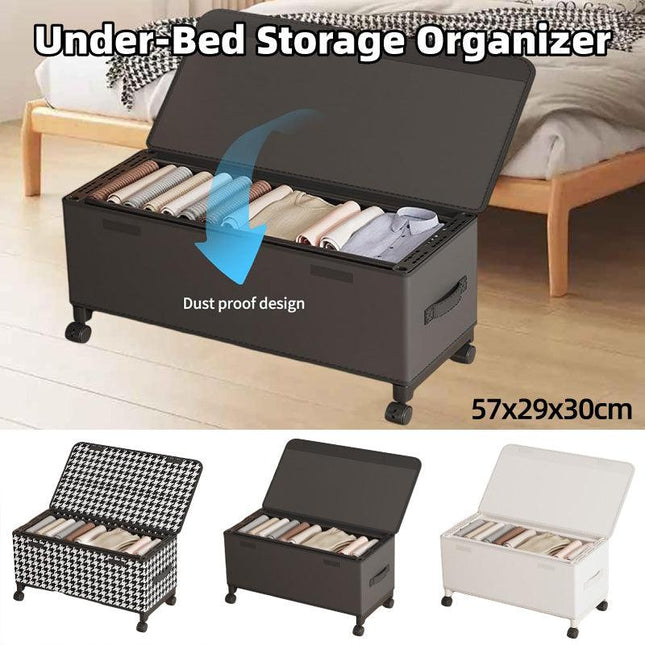 Under Bed Storage Box Household Wheeled Clothes Organizer Toy Container with Lid