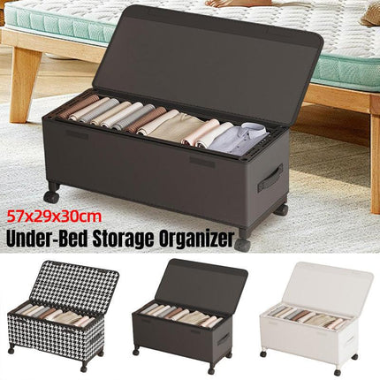Under Bed Storage Box Household Wheeled Clothes Organizer Toy Container with Lid