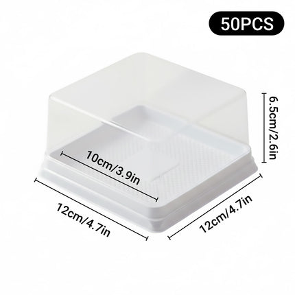 50PCS Transparent Cake Box 12x12x6.5cm Disposable Bakery Packaging Box